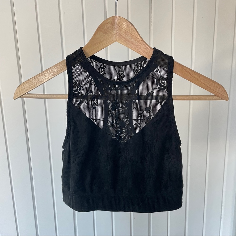 Sheer Floral Crop top & bra, Sz XS